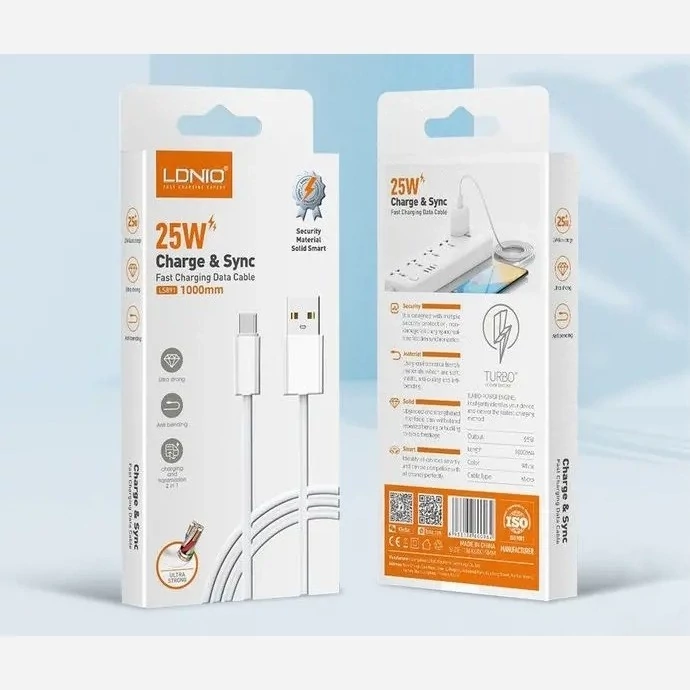 کابل شارژ LDNIO LS891 مدل USB به Type-C طول 1 متر 25 وات